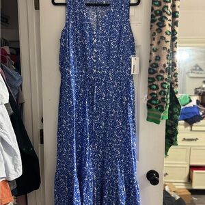 Sonoma Blue and White Floral Maxi Dress